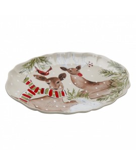 DEER FRIENDS TRAVESSA 49.8X35.2 A4CM OVAL BRANCO