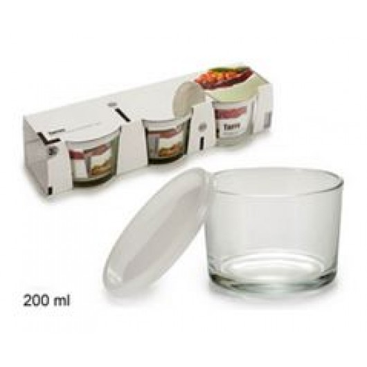 CJ3 CAIXAS VIDRO 200 ML C/TAMPA PLASTICA