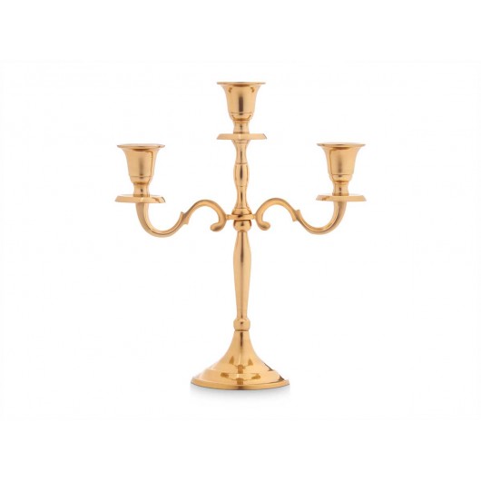 CANDELABRO 28CM / 3 VELAS DOURADO