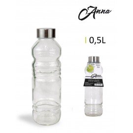 GARRAFA ANNA  0,5L VIDRO 22X7CM T METALICA