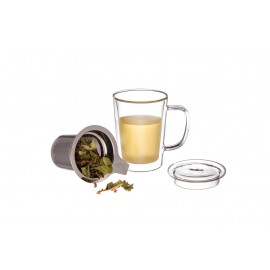 CANECA 40CL VIDRO C/ INFUSOR INOX D9x12,7CM /20