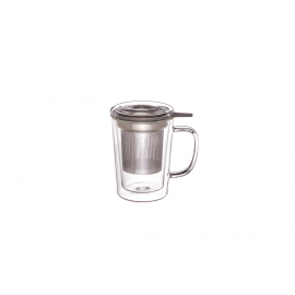 CANECA 40CL VIDRO C/ INFUSOR INOX D9x12,7CM /20